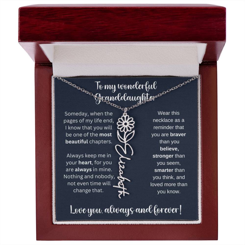 Granddaughter Birth Month Flower Necklace