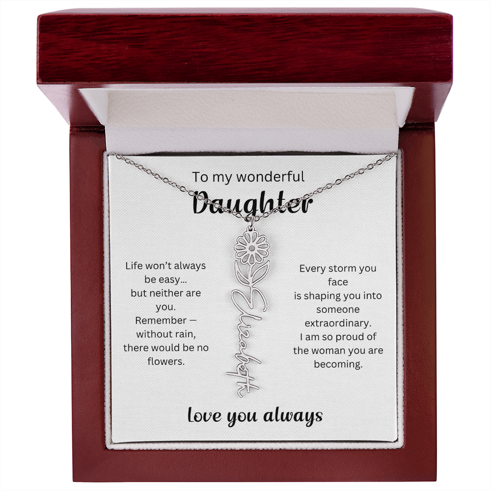 Emotional Gift for Daughter - Birth Flower Name Necklace 2