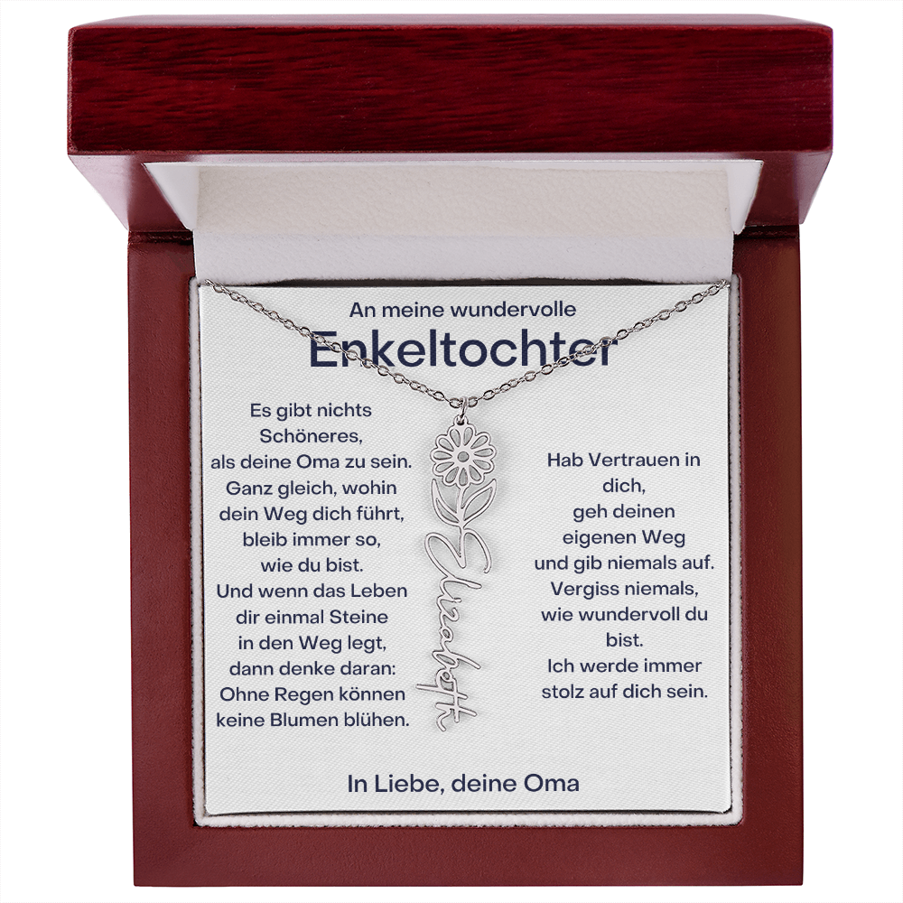 Personalisierte Geburtsblumenkette für Enkeltochter Von Oma