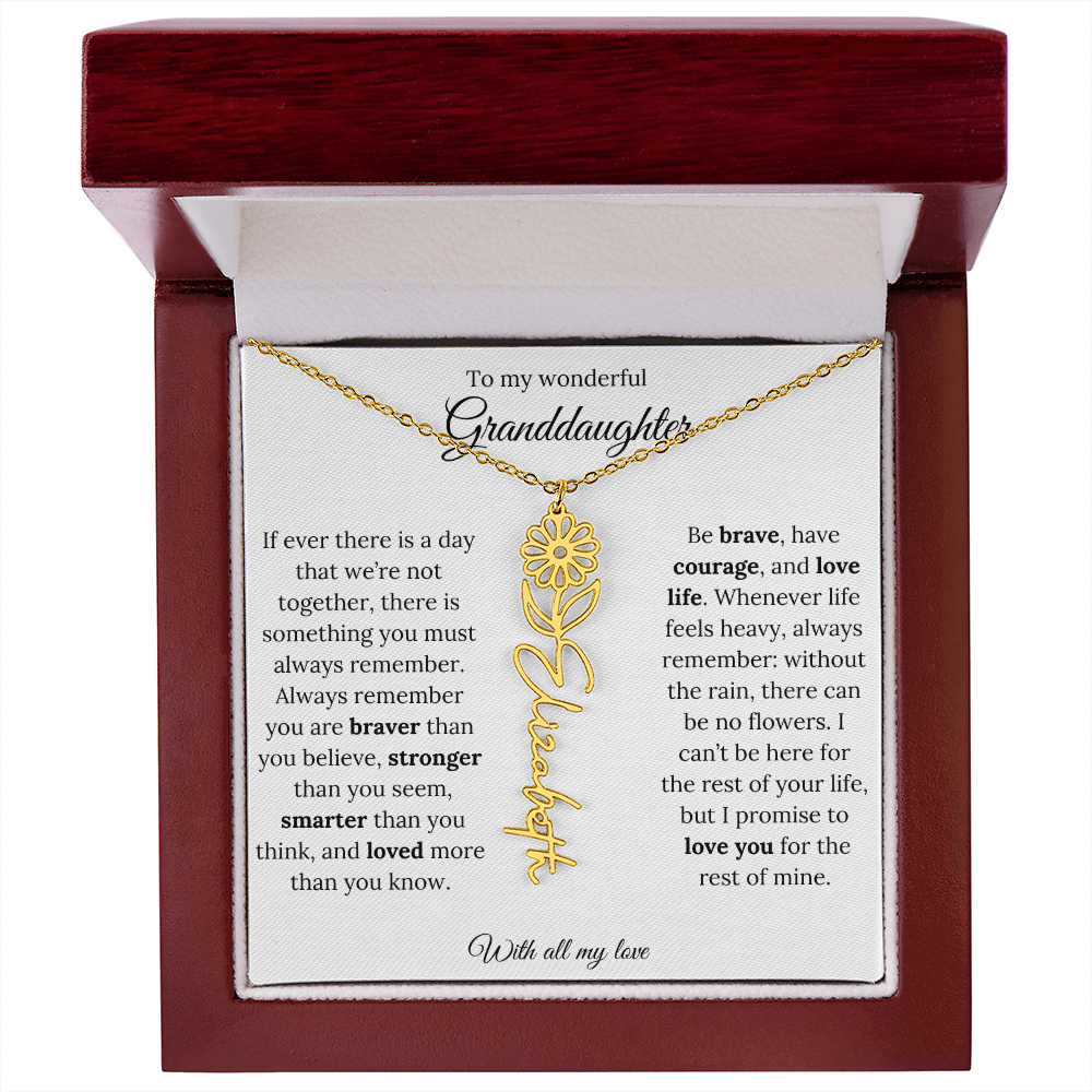 Personalized Birth Flower Name Necklace for Granddaughter