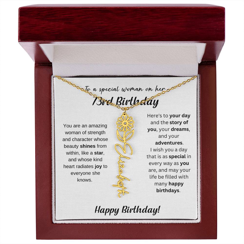 73rd Birthday Gift Birthflower Necklace