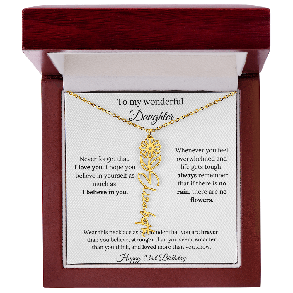 Daughter Jewelry 23rd Birthday Gift - Flower Name Necklace