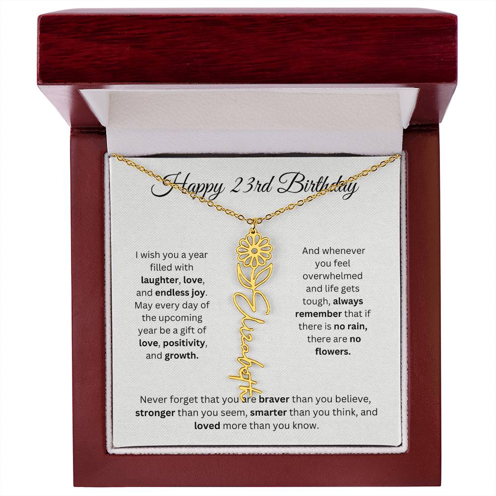Happy 23rd Birthday - Flower Name Necklace
