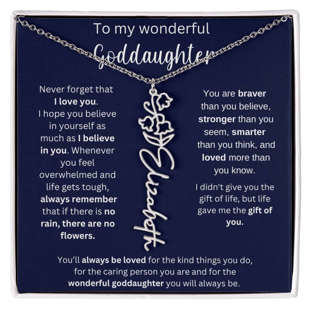 To My Wonderful Goddaughter | You'll Always Be Loved | Flower Name Necklace