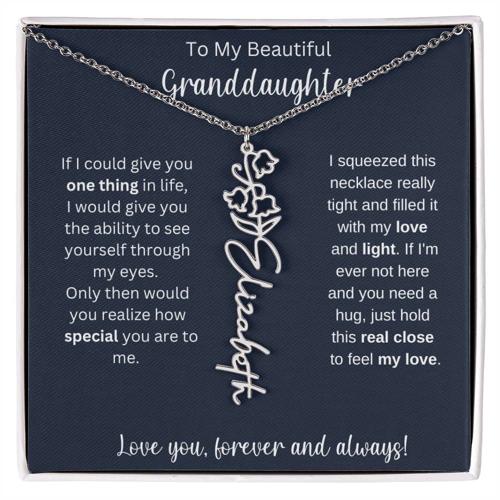 Granddaughter Birthday Present | Flower Name Necklace