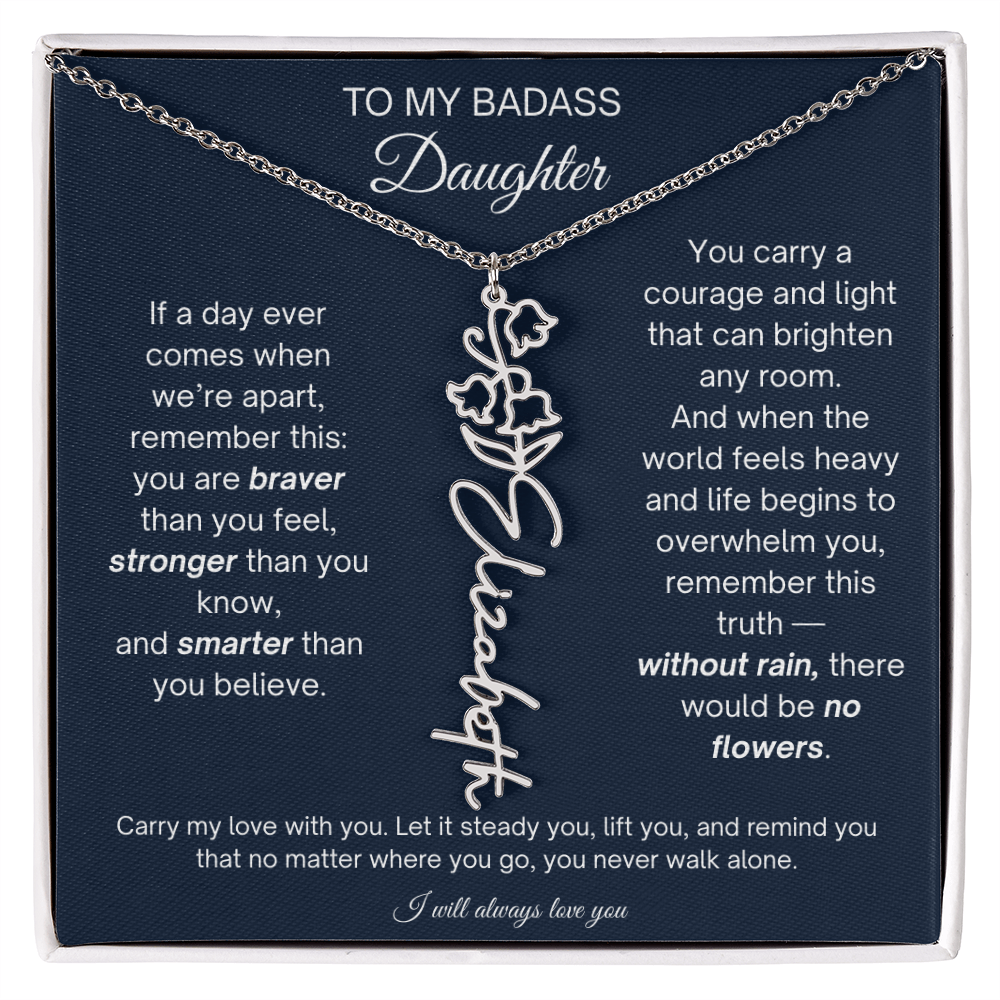 Daughter Encouragement Gift - Personalized Flower Name Necklace
