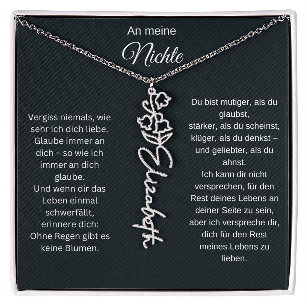 An meine Nichte Geburtsblume Namenskette mit Gravur Geschenk Geburtstag Weihnachten