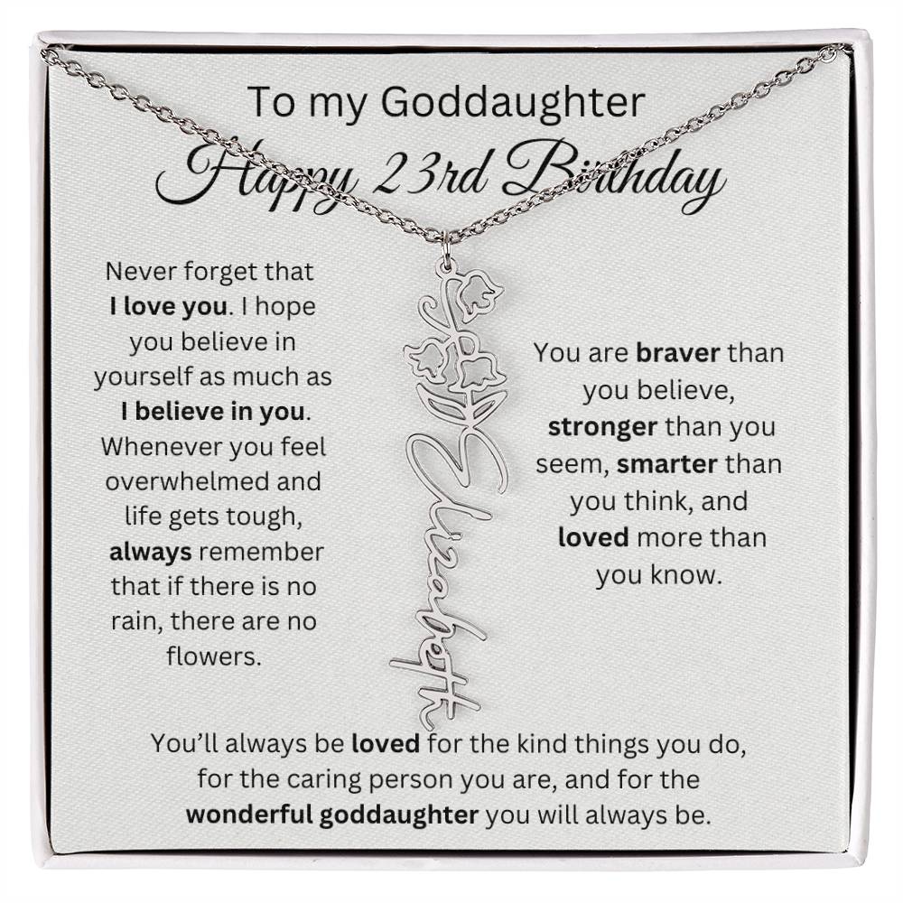 To My Goddaughter Happy 23rd Birthday - Flower Name Necklace