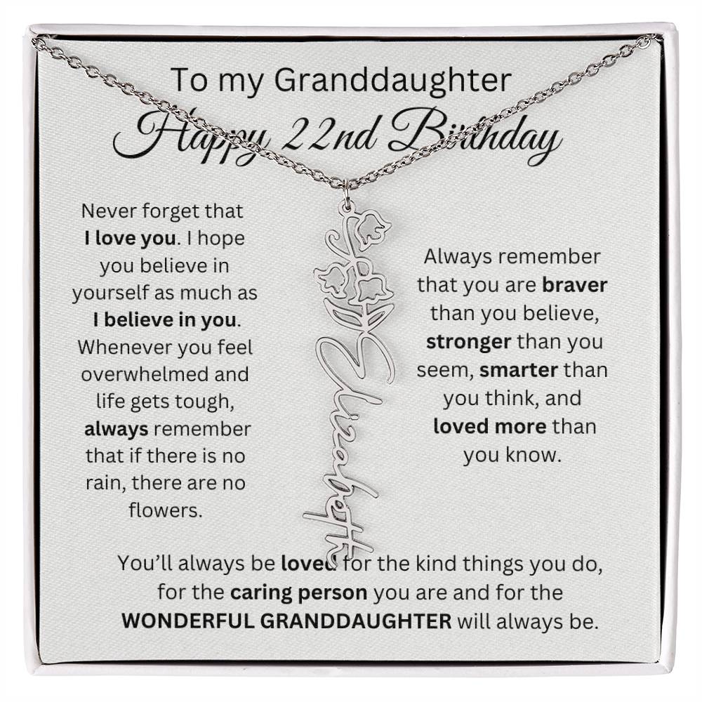 To My Granddaughter | Happy 22nd Birthday | Flower Name Necklace