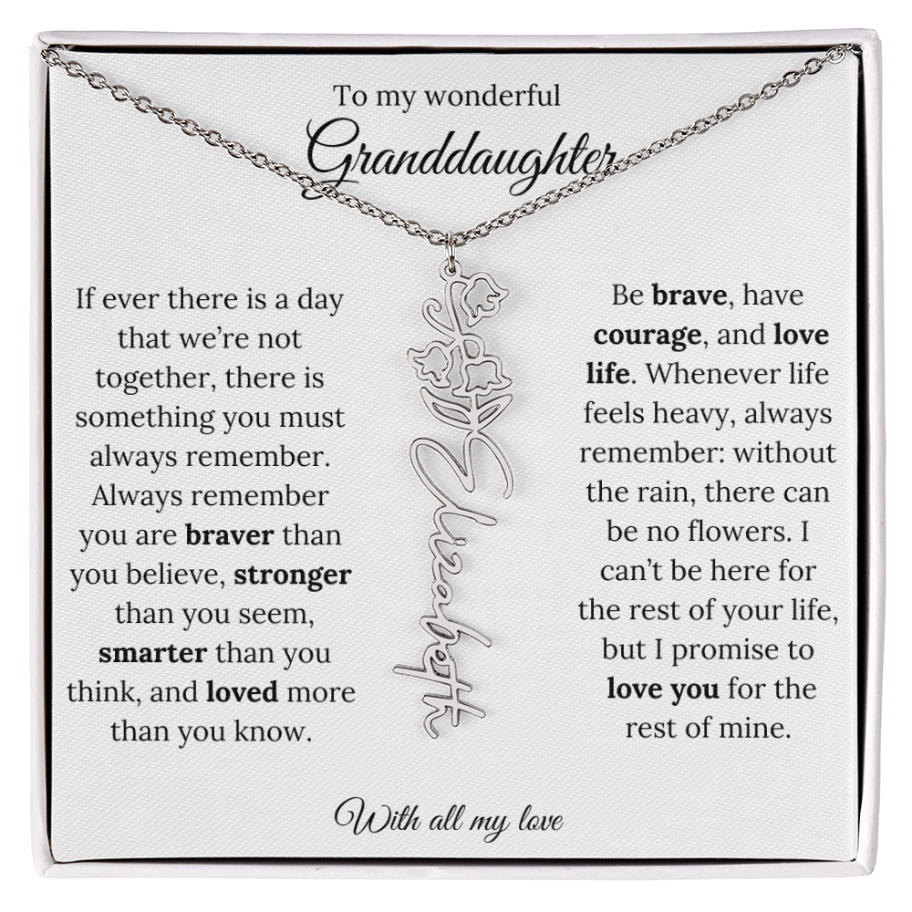 Personalized Birth Flower Name Necklace for Granddaughter