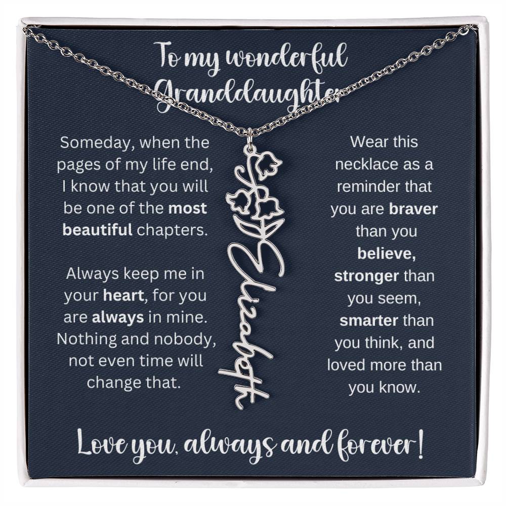 Granddaughter Birth Month Flower Necklace