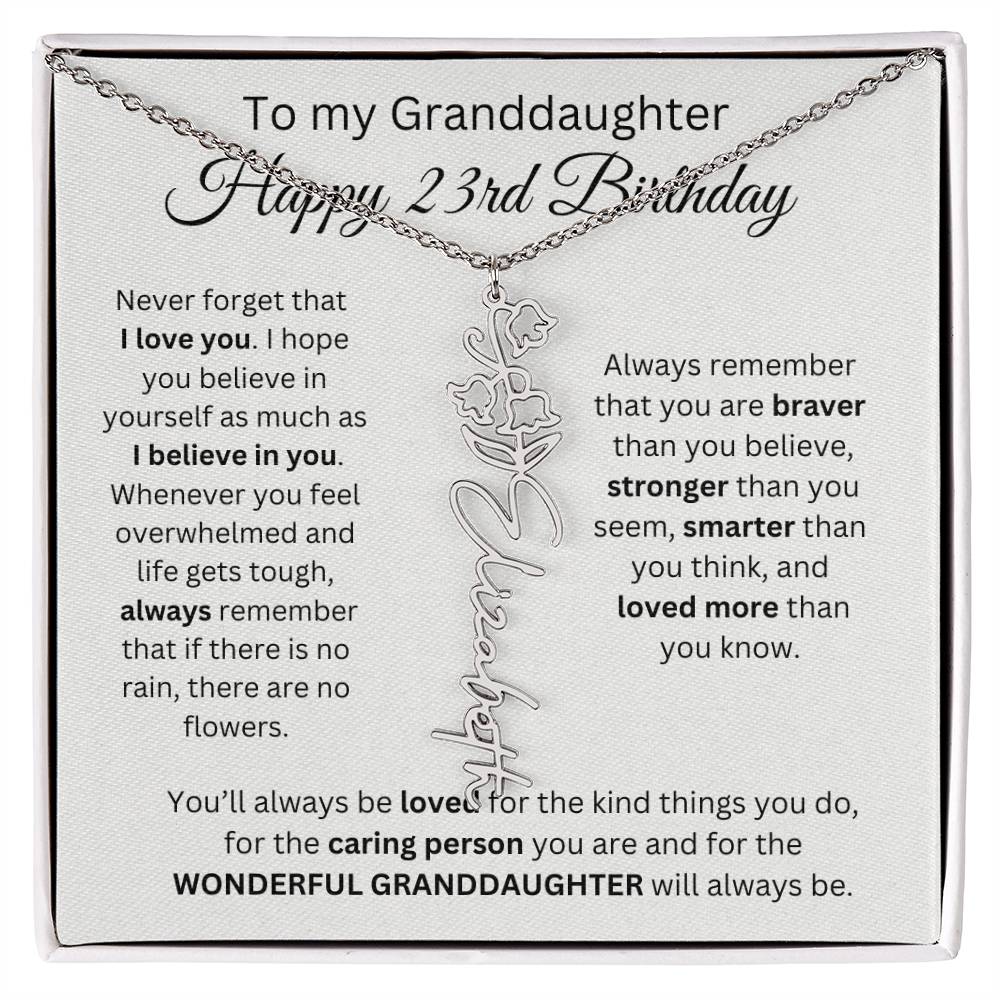 To My Granddaughter | Happy 23rd Birthday | Flower Name Necklace