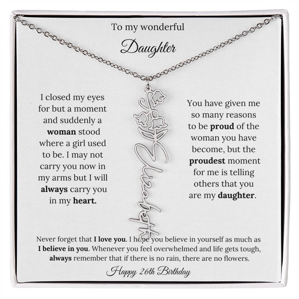 Happy 26th Birthday | Never Forget That I Love You | Flower Name Necklace