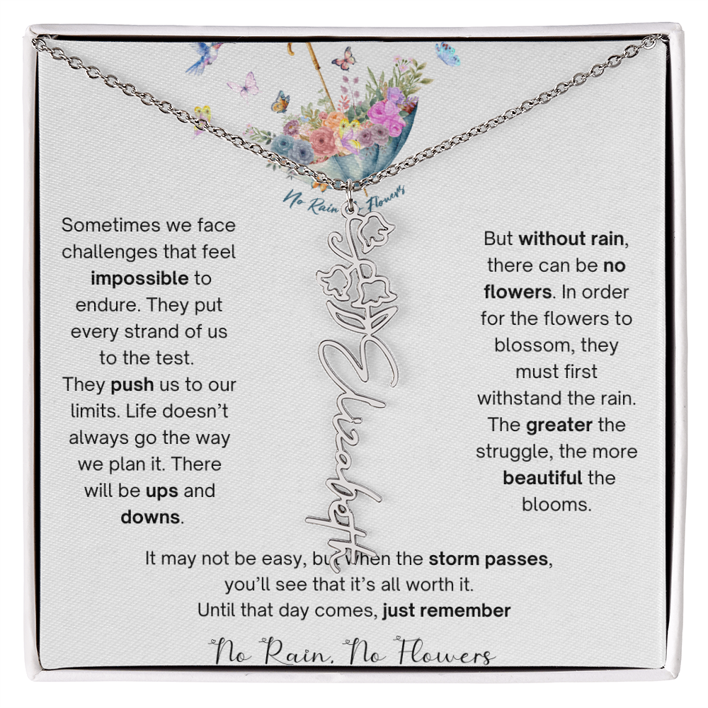 No Rain No Flowers 3 - Flower Name Necklace
