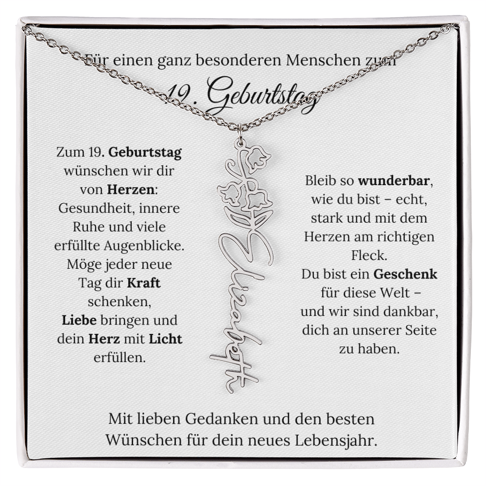 Personalisiertes 19. Geburtstagsgeschenk mit Geburtsblume