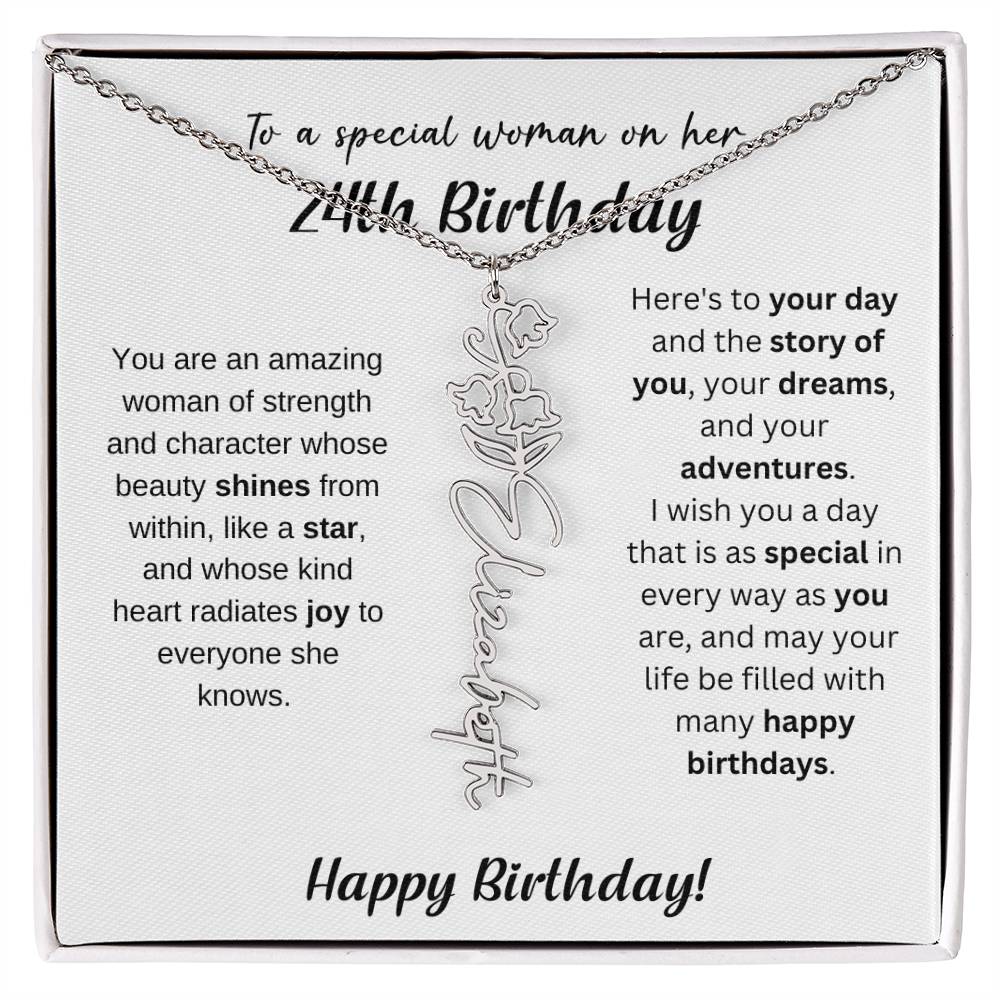 24th Birthday Gift Birthflower Necklace