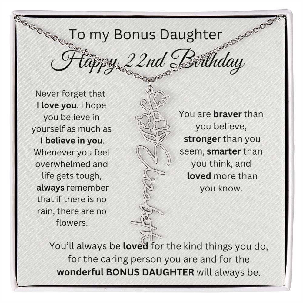 To My Bonus Daughter | Happy 22nd Birthday | Flower Name Necklace