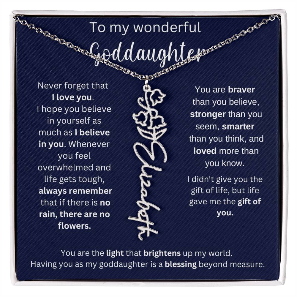To My Wonderful Goddaughter | I Believe In You | Flower Name Necklace