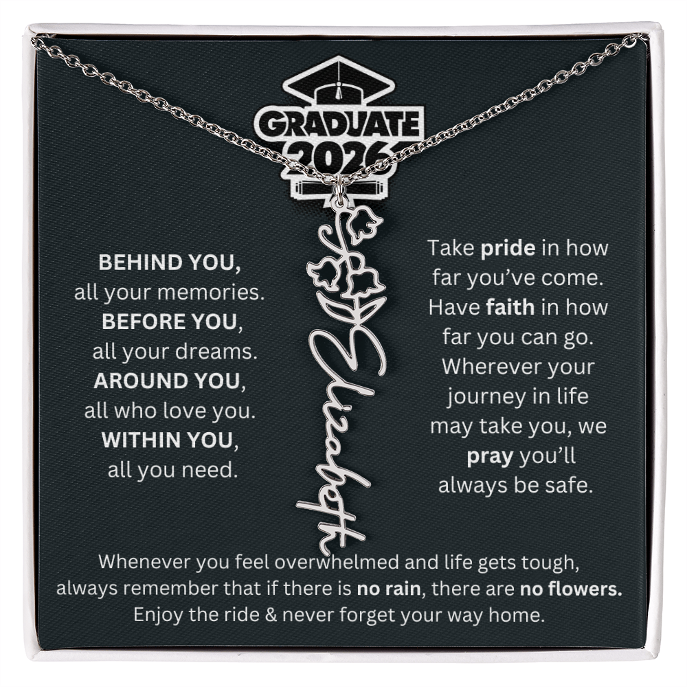 2026 Graduation Gift | Birth Flower Name Necklace 1