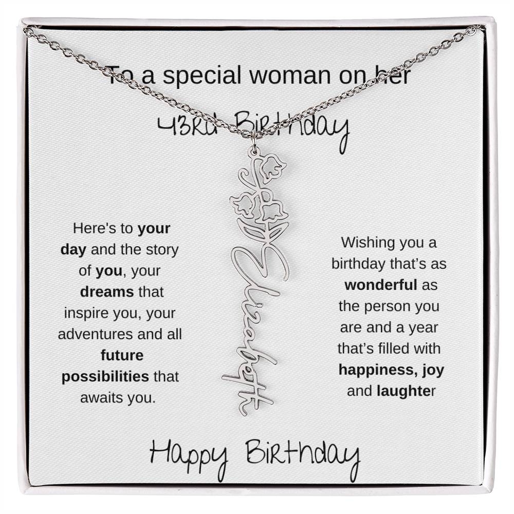 A Special Woman 43rd Birthday | Flower Name Necklace