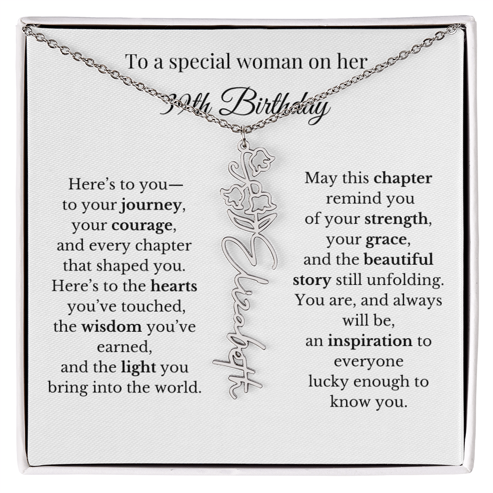 39th Birthday Gift for Her Birth Flower Name Necklace