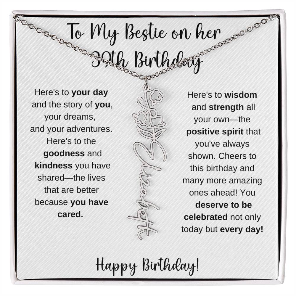 To My Bestie Happy 39th Birthday - Flower Name Necklace
