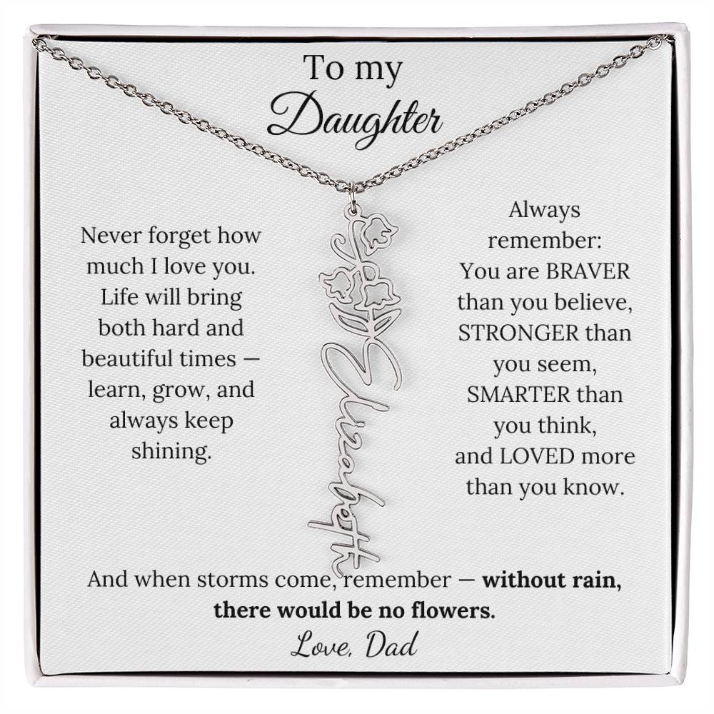 Personalized Jewelry Gift To My Daughter Birth Flower Name Necklace From Dad