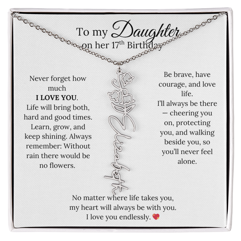 17th Birthday Gift from Mom - Personalized Flower Name Necklace