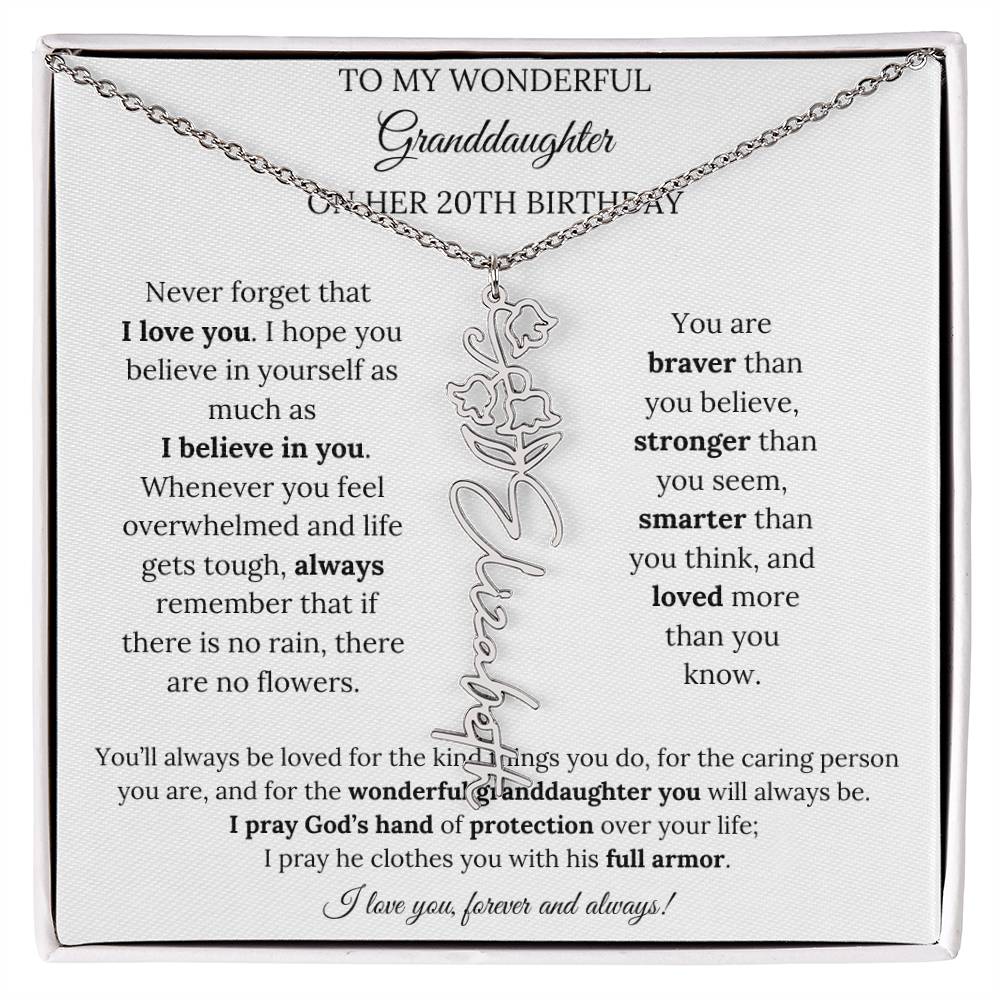 To My Wonderful Granddaughter On Her 20th Birthday - I Love You Forever & Always