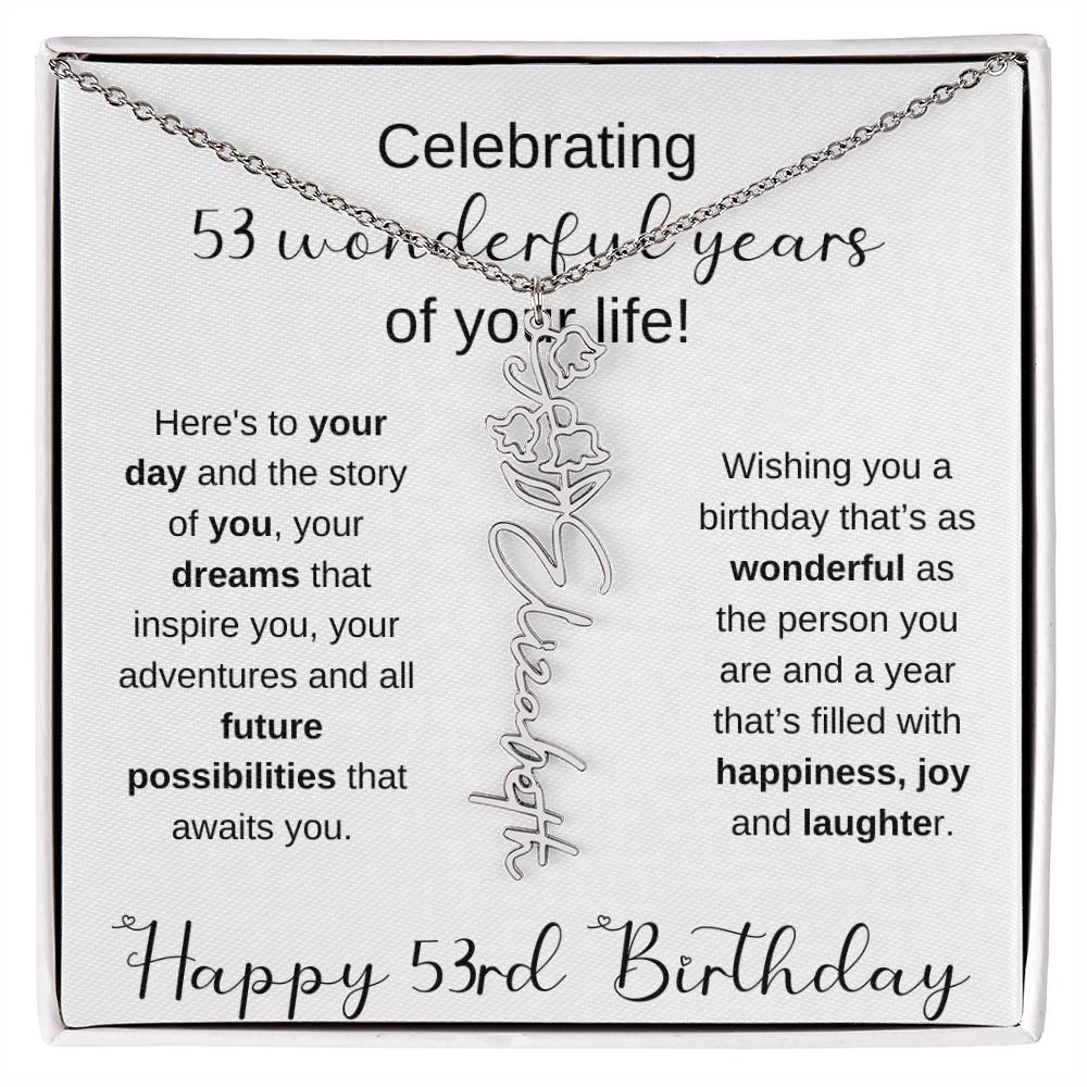 Happy 53rd Birthday | Flower Name Necklace