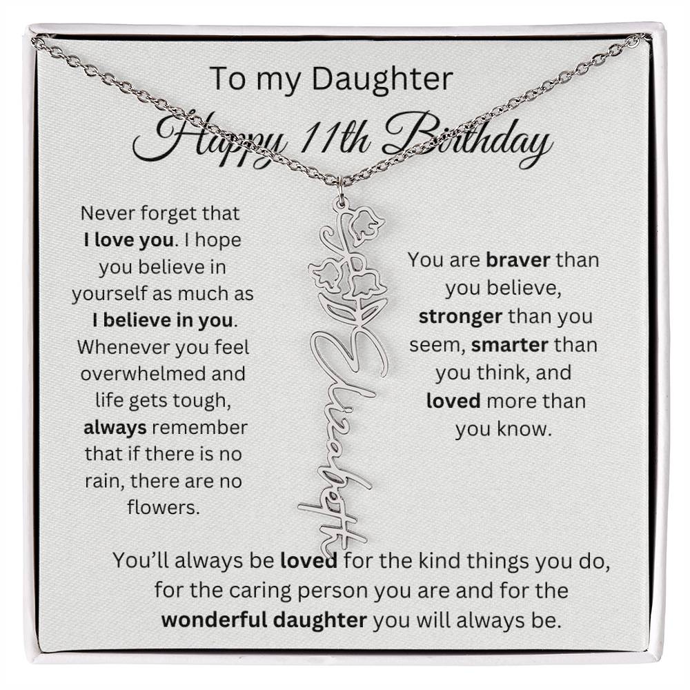 Happy 11th Birthday - Flower Name Necklace