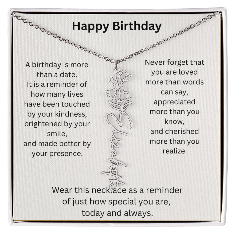 Meaningful Birthday Gift Birth Flower Name Necklace