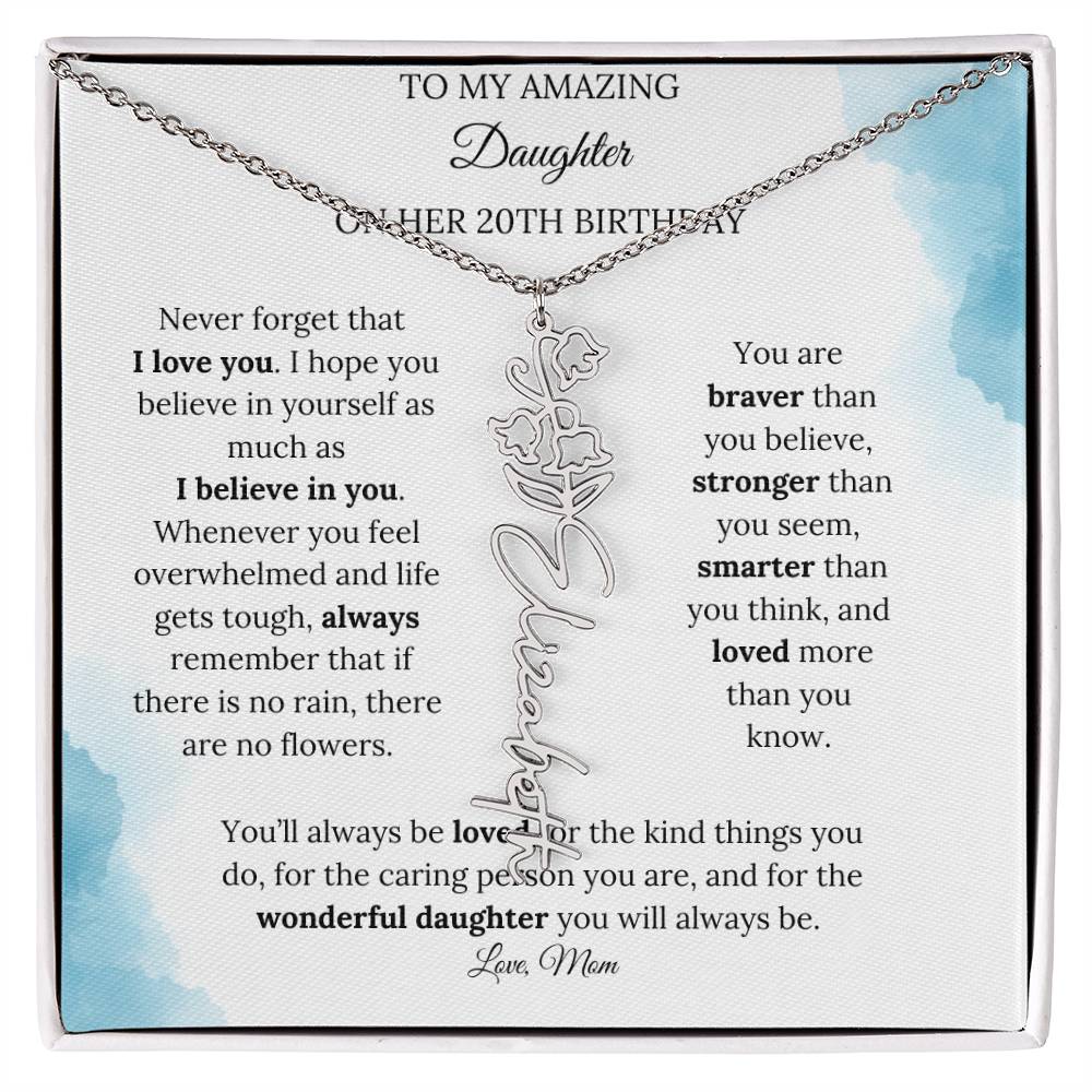 Birth Month Flower Name Necklace for My Daughter's 20th Birthday