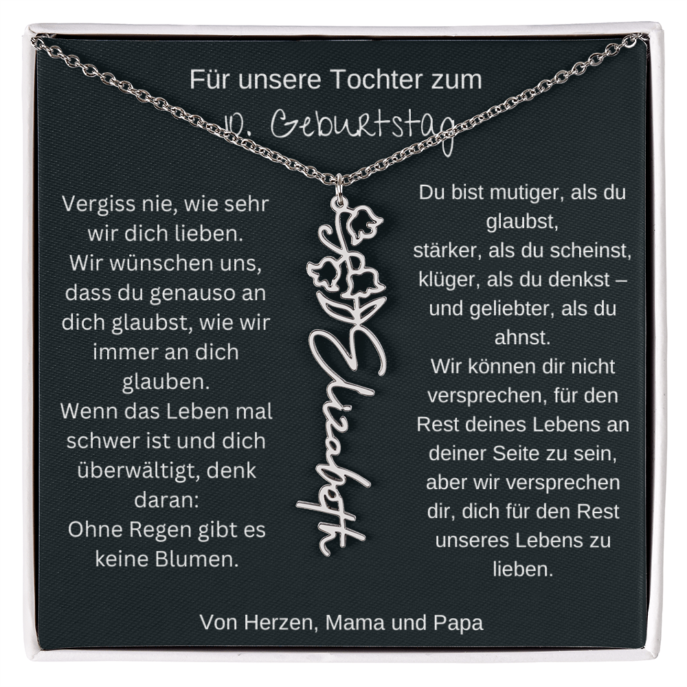 Geschenk zum 10. Geburtstag Tochter Geburtsblumen Namenskette