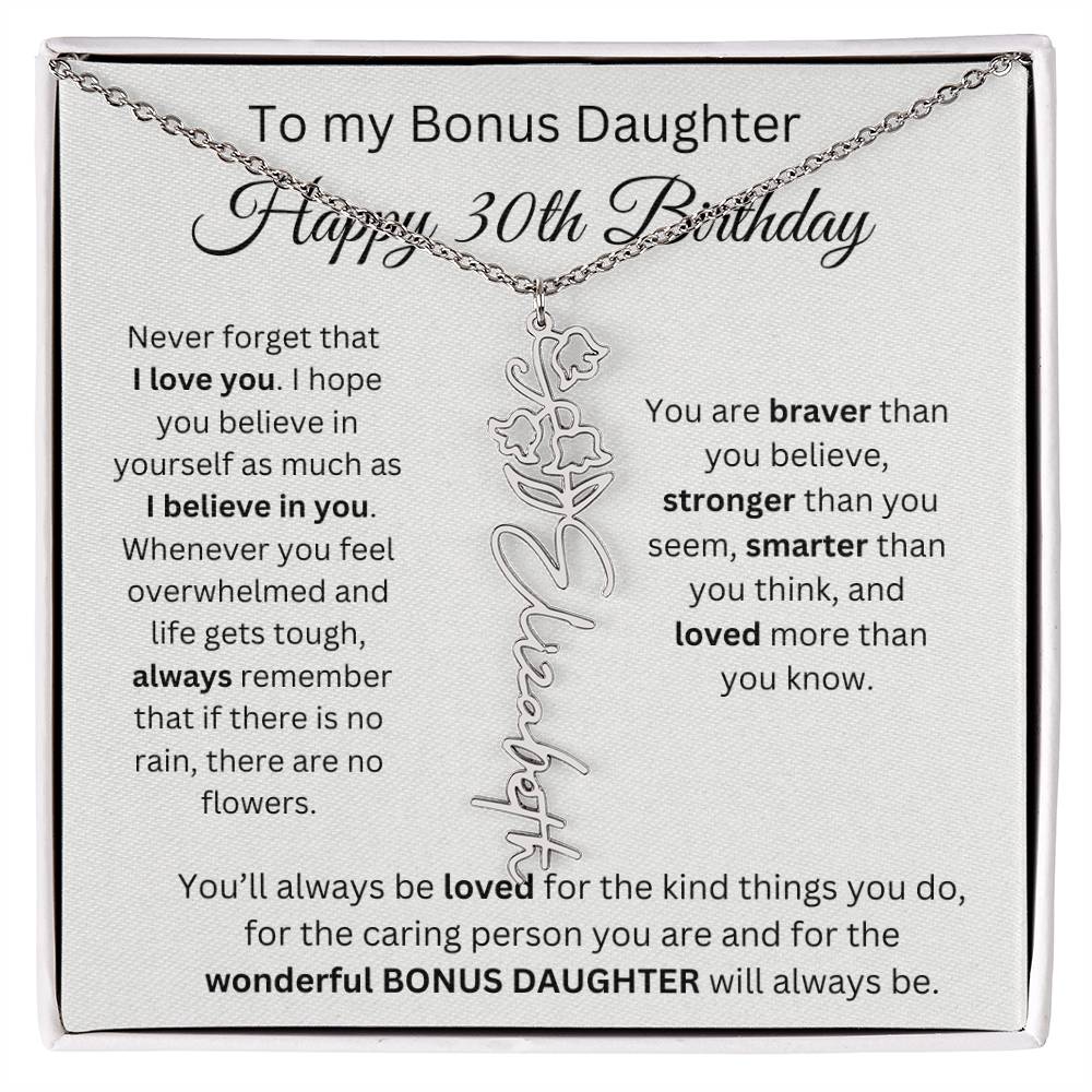 To My Bonus Daughter | Happy 30th Birthday | Flower Name Necklace
