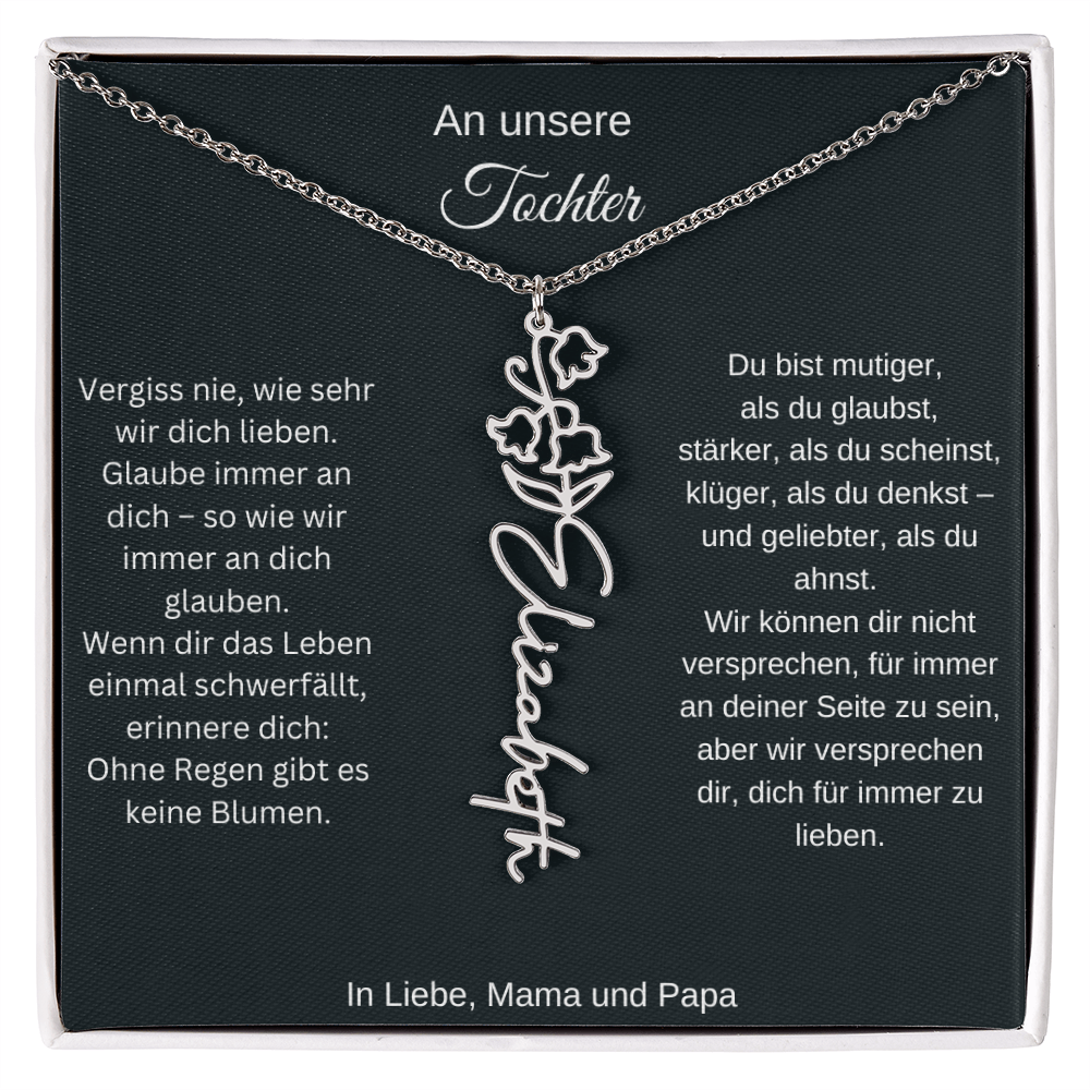 Geburtsblume Namenskette Tochter personalisierte Gravur Kette Geschenk