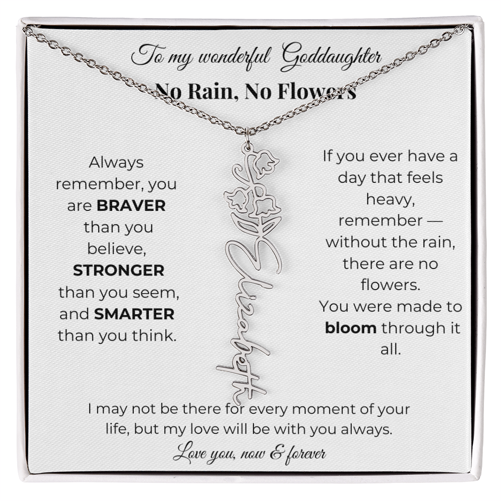 Birth Flower Necklace for Goddaughter with Message Card