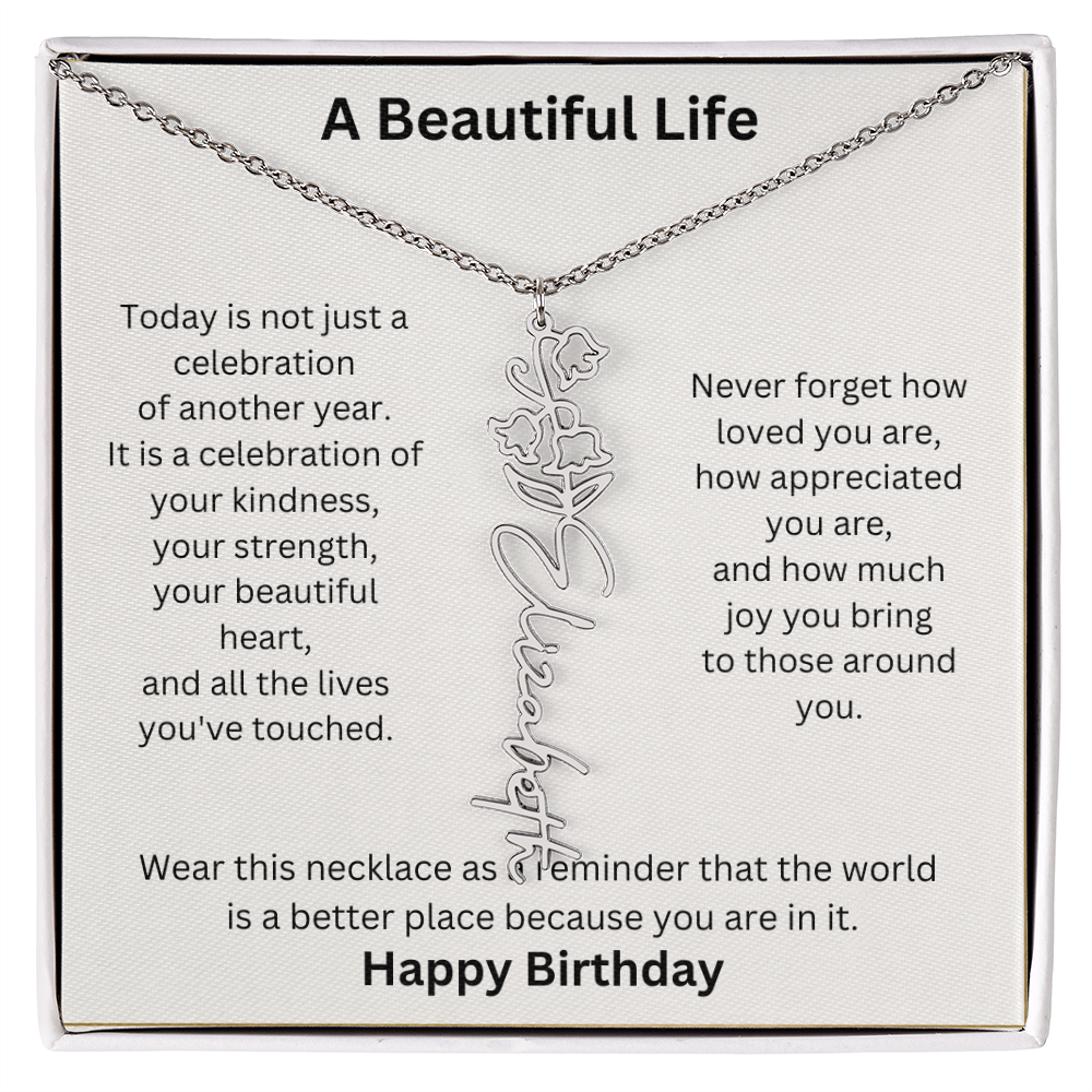 Personalized Birth Flower Name Necklace Birthday Gift for Her