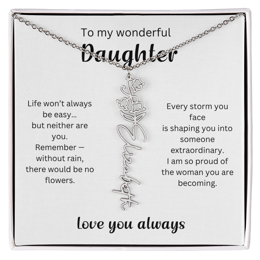 Emotional Gift for Daughter - Birth Flower Name Necklace 2
