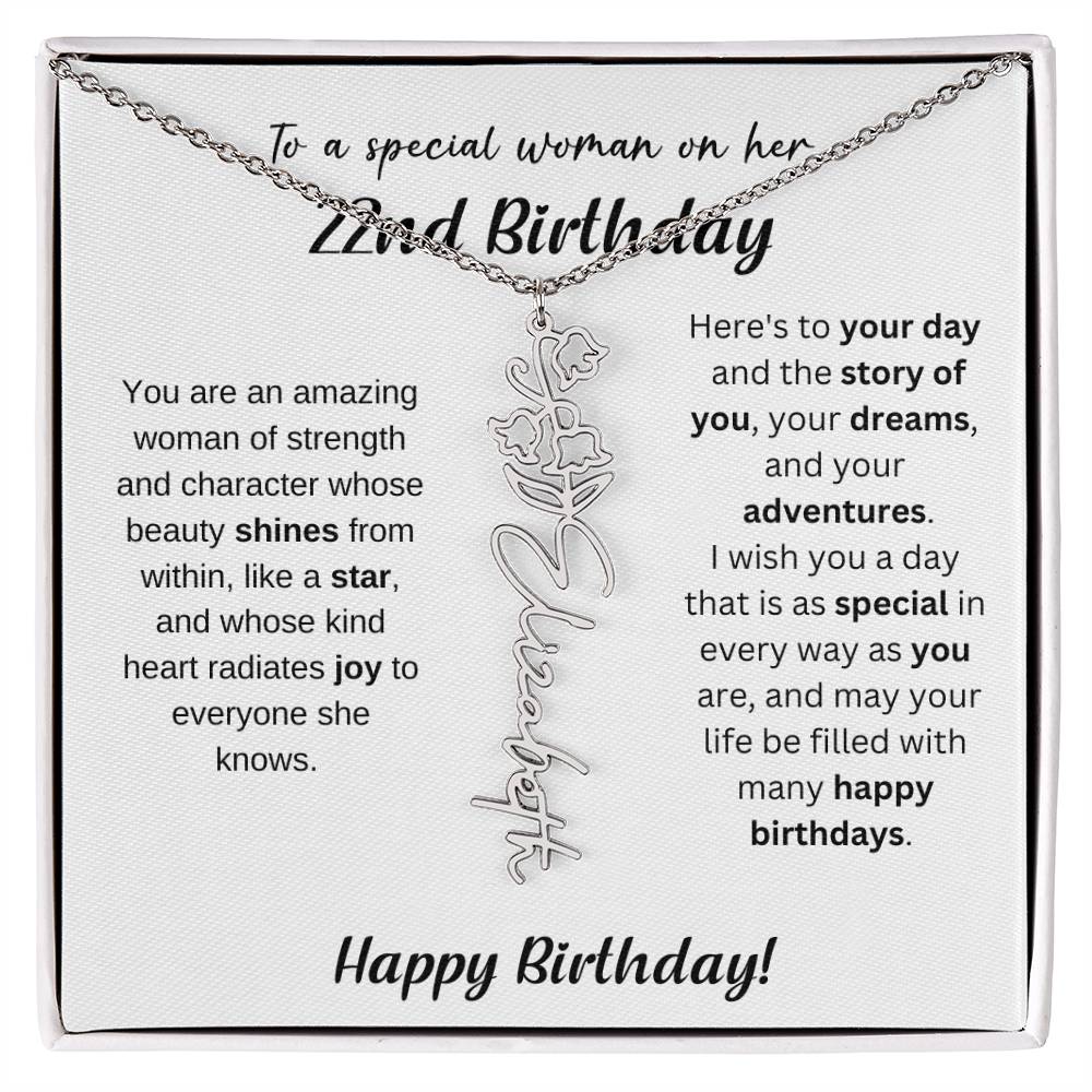 22nd Birthday Gift Birthflower Necklace