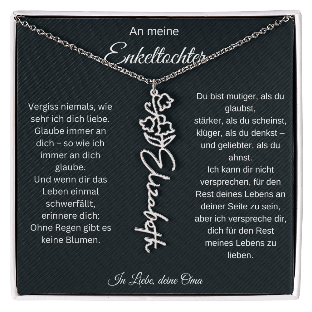 An meine Enkeltochter Geburtsblume Namenskette personalisierte Gravur Schmuck Geschenk