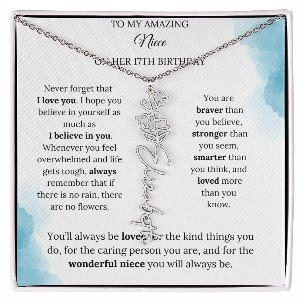 Birth Month Flower Name Necklace for My Niece's 17th Birthday
