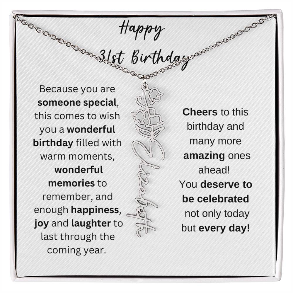 Happy 31st Birthday - Flower Name Necklace