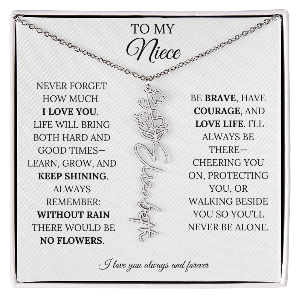 To My Niece | Keep Shining | Flower Name Necklace