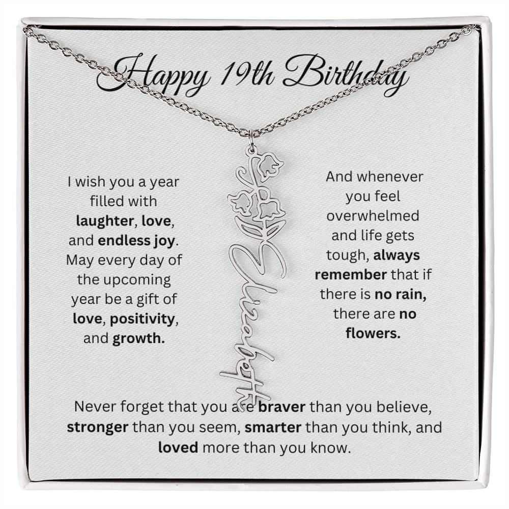 Happy 19th Birthday - Flower Name Necklace