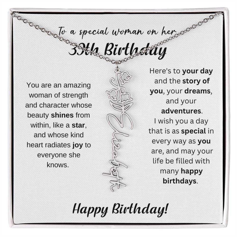 39th Birthday Gift Birthflower Necklace