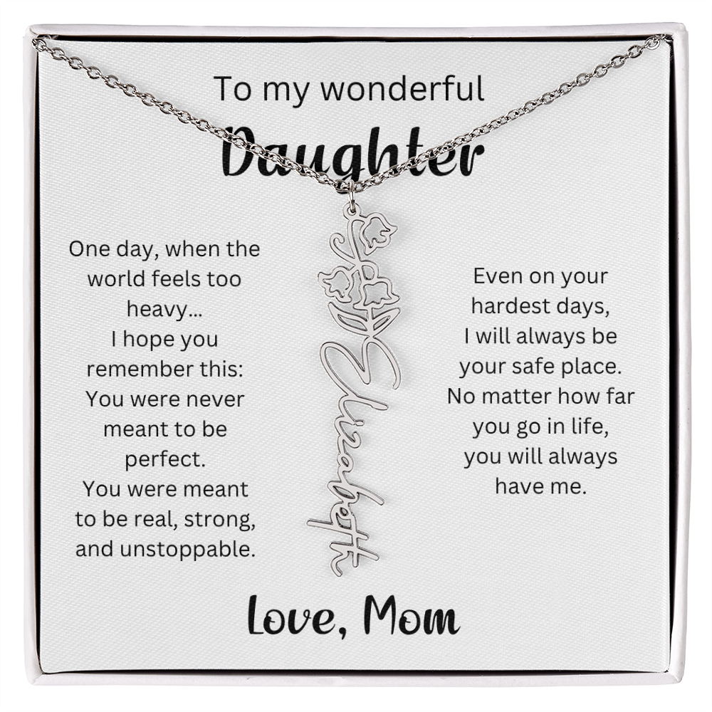 Emotional Gift for Daughter - Birth Flower Name Necklace