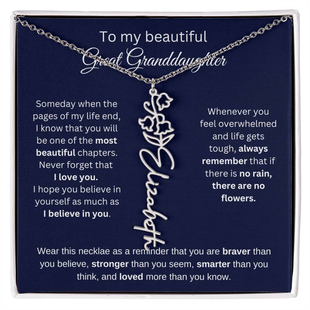 To My Beautiful Great Goddaughter Flower Necklace 2