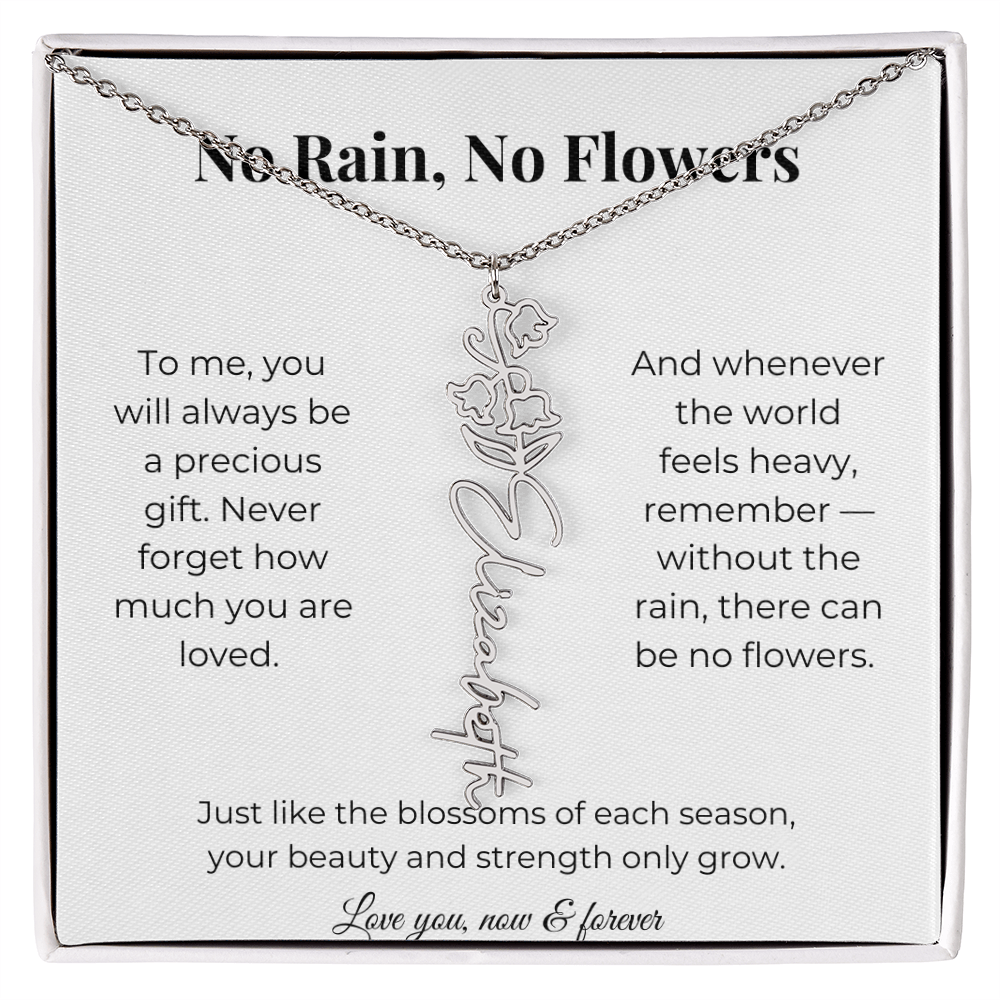 No Rain, No Flowers | You'll Always Be A Precious Gift | Flower Name Necklace