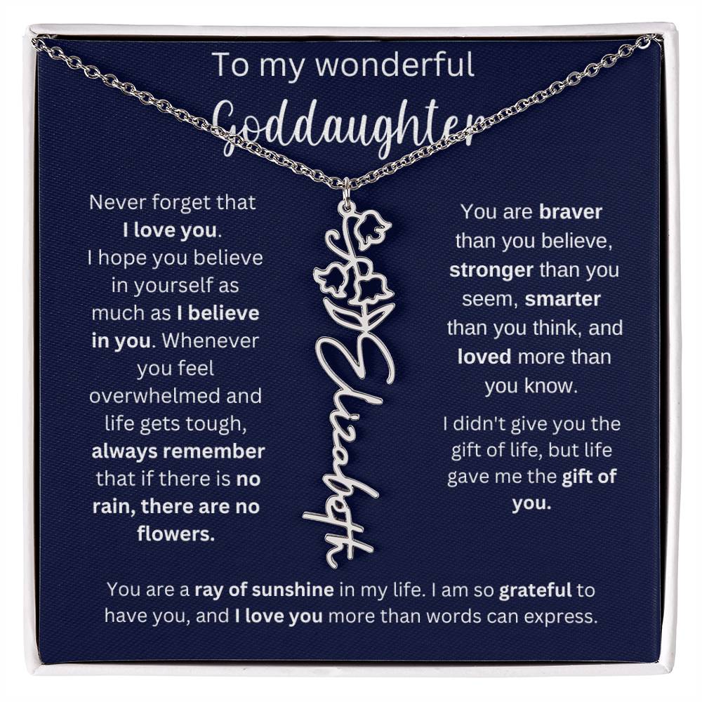 To My Wonderful Goddaughter | You Are Ray Of Sunshine | Flower Name Necklace